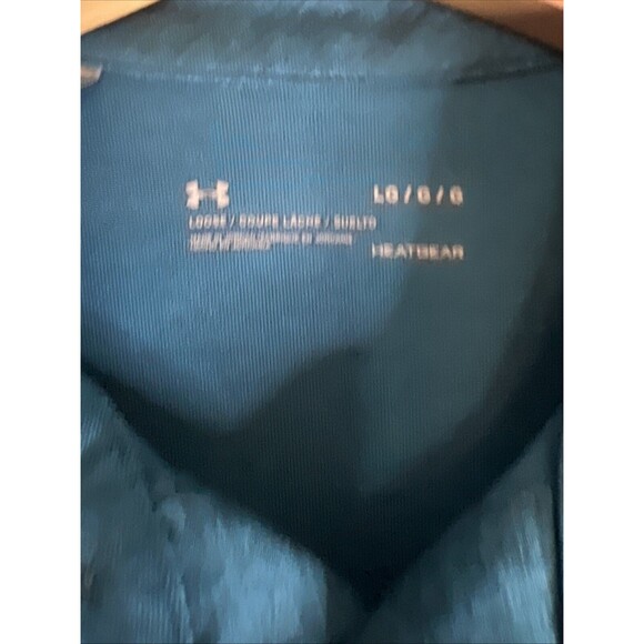 Under Armour Polo Shirt Mens L Blue Golf Preppy HeatGear Casual Short Sleeve - Picture 4 of 10